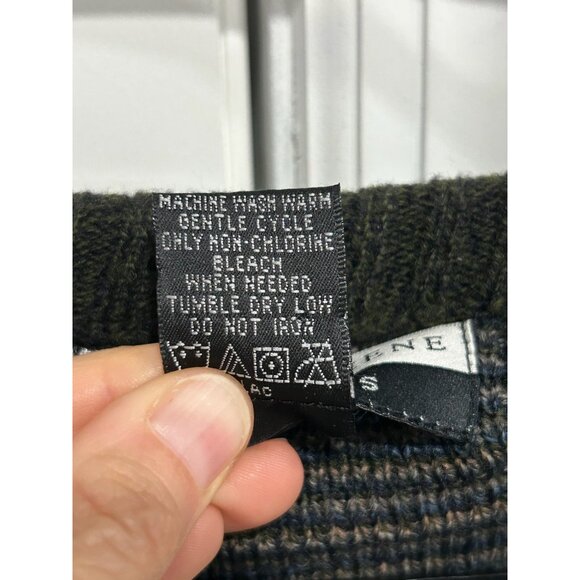 Geoffrey Beene Classics 90s Green Blue Beige Geometric Pattern Sweater Sz L - Picture 7 of 9